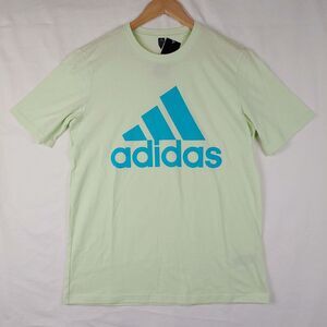 NWT Adidas‎ Logo T Shirt Mens Small New With Tags White Blue Three Stripes Logo